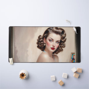 Élégant Épinglette Beauté de fille en bleu satiné 