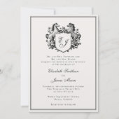 Elegant Equestrian Horse Monogram Crest Wedding Kaart (Voorkant)