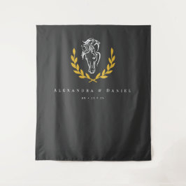 Elegant Equestrian Wedding Backdrop Tapestry Wandkleed