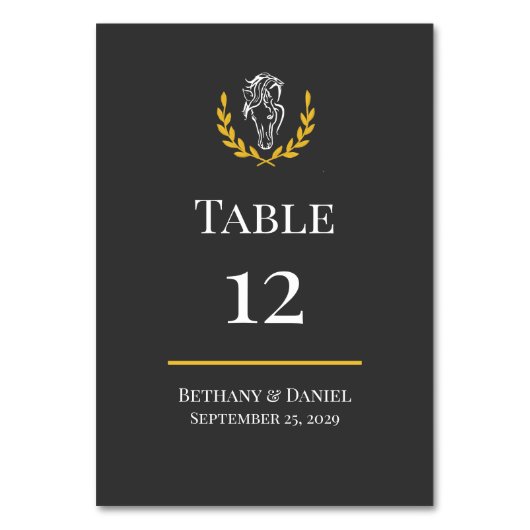 Elegant Equestrian Wedding Table Number Card Kaart (Voorkant)