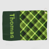 Elegant erwtengroen geplakt monogram golfhanddoek (Horizontaal)