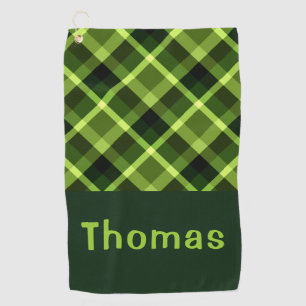 Elegant erwtengroen geplakt monogram golfhanddoek