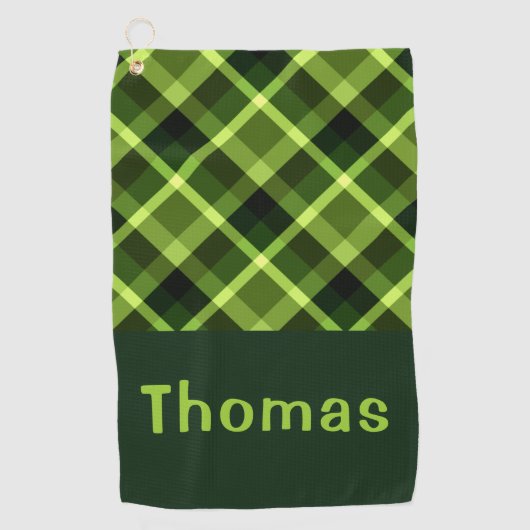 Elegant erwtengroen geplakt monogram golfhanddoek (Voorkant)