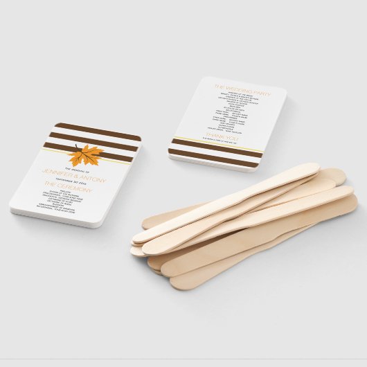 Elegant esdoornblad, strepen vallen bruiloft progr handwaaier (Niet-gemonteerd)