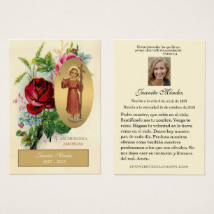 Elégant Espagnol Jésus Roses Carte de prière relig