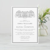 Elegant Estate Illustration Wedding Invitation (Debout devant)
