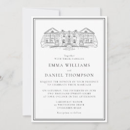 Elegant Estate Illustration Wedding Invitation Kaart