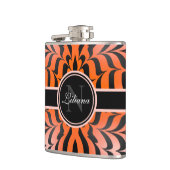 Elegant esthetisch Sinaasappel en zwarte tijgerhui Heupfles (Links)