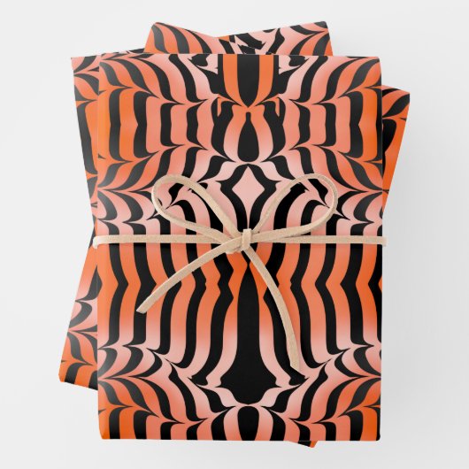 Elegant esthetisch Sinaasappel en zwarte tijgerhui Inpakpapier Vel (In situ)