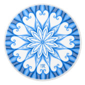 Elegant esthetisch White en Blue Mandala Monograme Keramische Knop (Voorkant)