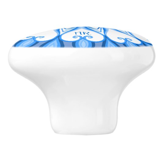 Elegant esthetisch White en Blue Mandala Monograme Keramische Knop (Zijkant)