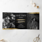 Élégant et amusant Gold Graduation Triple Invitati (Intérieur)