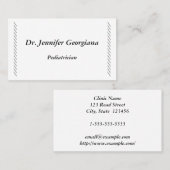 Elégant et classique Carte de visite pédiatrique (Devant / Derrière)