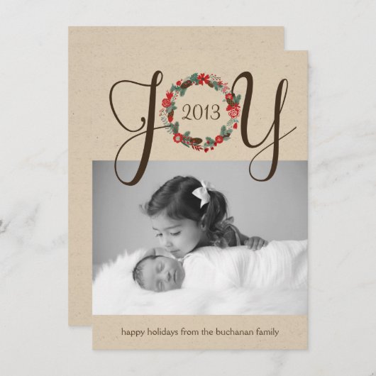 Elégant et élégant Joy Wreath Design Carte photo (Devant / Derrière)