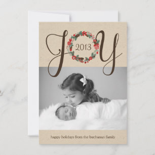 Elégant et élégant Joy Wreath Design Carte photo