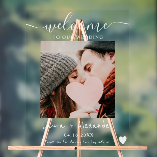 Elégant et élégant script photo blanc accueil mari (Neutre)