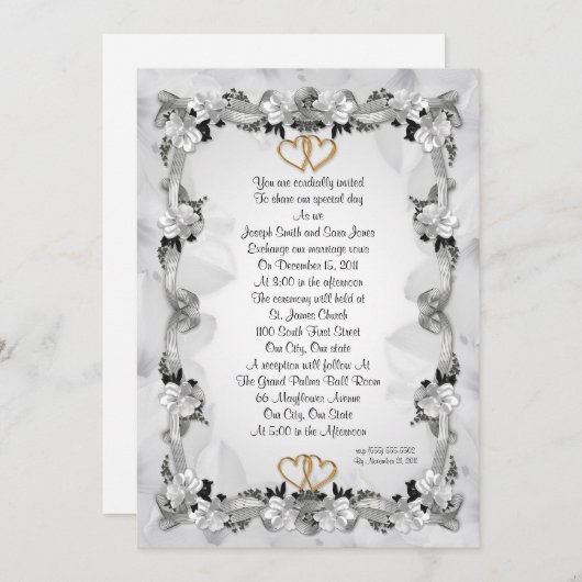 élégant et faire-part de mariage (Devant / Derrière)