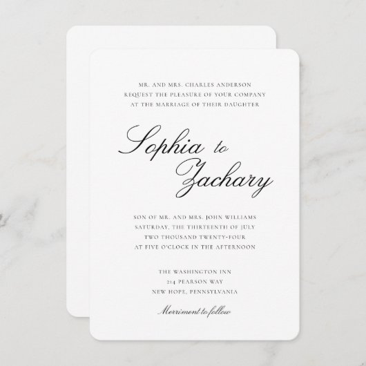 Élégant et intemporel Faire-part de mariage (Devant / Derrière)