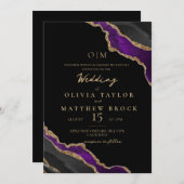 Élégant et moderne Faire-part de mariage violet no (Devant / Derrière)