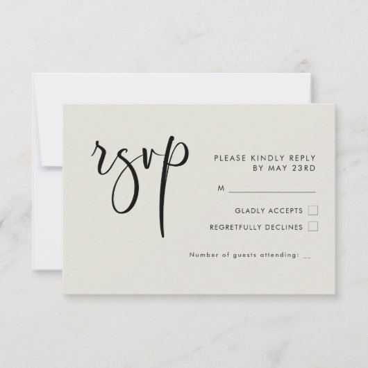 Elégant et moderne Lumière sauge mariage vert RSVP (Devant)