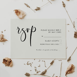 Elégant et moderne Lumière sauge mariage vert RSVP