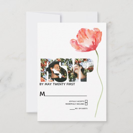 Elégant et moderne Poppy Red Wedding RSVP (Devant)