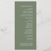 Élégant et moderne sauge foncé programme de mariag (Dos)