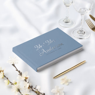 Élégant et moderne Script Dusty Mariage bleu