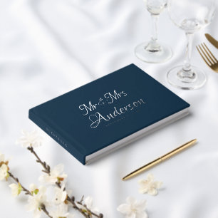 Élégant et moderne Script Mariage bleu marine
