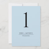 Élégant et simple bleu poussiéreux Numéro de table (Dos)