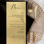 Elégant et simple, Faux Gold Foil Menu Mariage<br><div class="desc">Elégante fausse feuille d'or mariage ou dîner réception Carte Menu. Contemporain, simple et élégant design avec de belles empreintes arrière - plans en faux or et des détails de calligraphie manuscrits modernes. Texte en noir. Une partie de notre "Black and Gold Monogram Mariage Collection" avec une variété de produits de...</div>