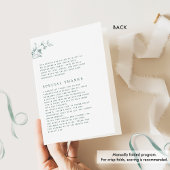 Élégant et simple, programme de mariage vert