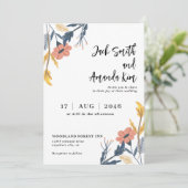 Élégant été Floral Fleur mariage Invitations (Debout devant)