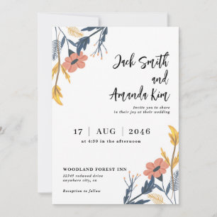 Élégant été Floral Fleur mariage Invitations