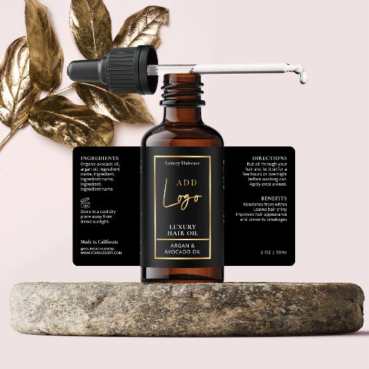 Élégant Étiquette à goutte d'huile de cheveux noir