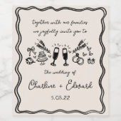 Elégant Étiquette à vin Mariage noir retro (Étiquettes simples)