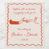 Elégant Étiquette à vin Mariage rétro tiré à la ma (Étiquettes simples)