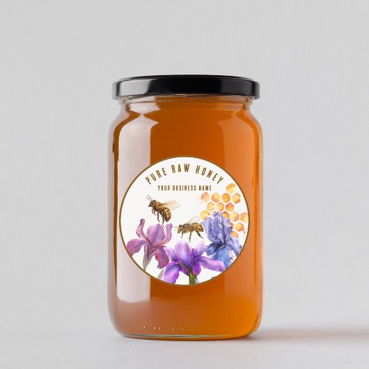 Élégant Étiquette d'abeille à miel fleuri