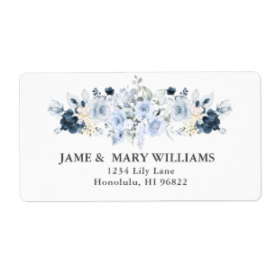 Elégant Étiquette d'aquarelle Rose Dusty Blue Navy