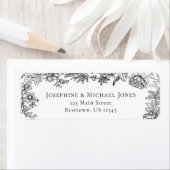 Élégant Étiquette de adresse Botanique noir blanc (En situation)