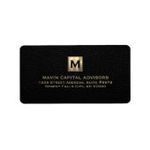 Élégant Étiquette de adresse de Monogramme Or (Devant)