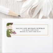 Élégant Étiquette de adresse de verdure rose pâle (En situation)