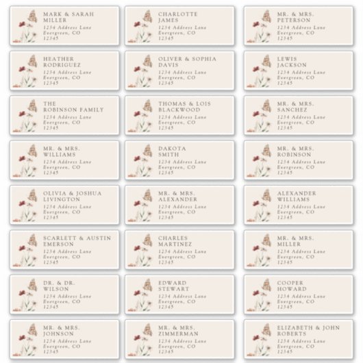 Élégant Étiquette de adresse invité (Devant)