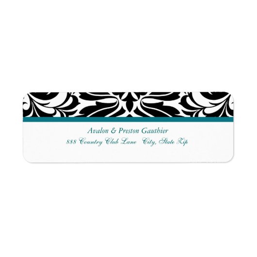 Élégant Étiquette de adresse Turquoise Black Maria (Devant)