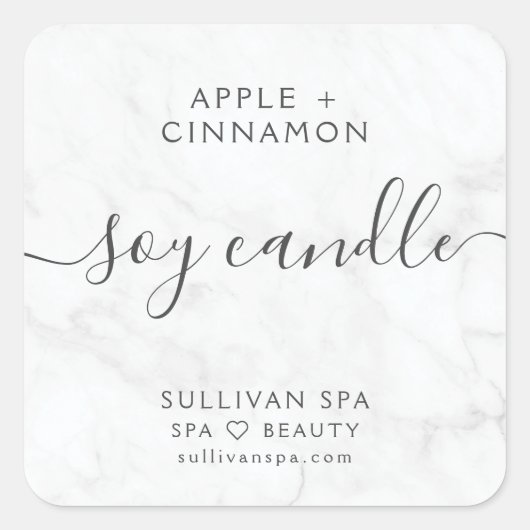 Élégant Étiquette de bougie en soie de marbre (Devant)