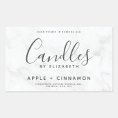 Élégant Étiquette de bougie en soie de marbre (Devant)