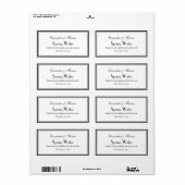 Élégant Étiquette de bouteille d'eau H encadré noi (Feuille entière)