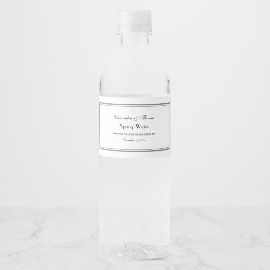 Élégant Étiquette de bouteille d'eau H encadrée en (Devant)