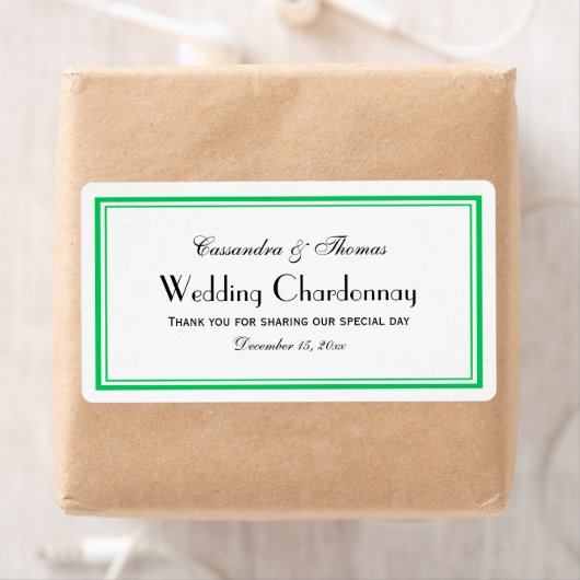 Élégant Étiquette de bouteille H encadré vert émer (En situation)
