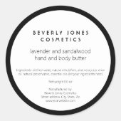 Elégant Étiquette de cosmétiques blancs et noirs (Devant)